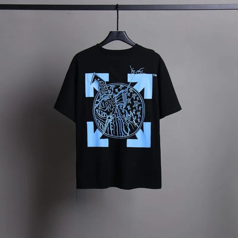 Off White T-Shirt High Street Men's T-Shirt Fashionable Cotton Round Neck Short Sleeve Top Tee Summer top women's t shirt