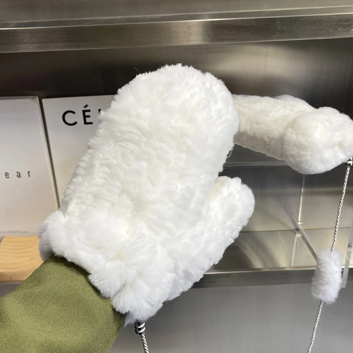 Hot Sale Winter Girl Natural Real Rex Rabbit Fur Gloves Good Elastic Knitted Rabbit Fur Mittens Lady Real Rex Gloves