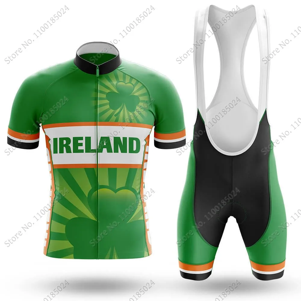 Ireland National Cycling Jersey Set Irish Summer Bicycle Clothing Road Bike Shirts Suit Bicycle Bib Shorts MTB Ropa Maillot