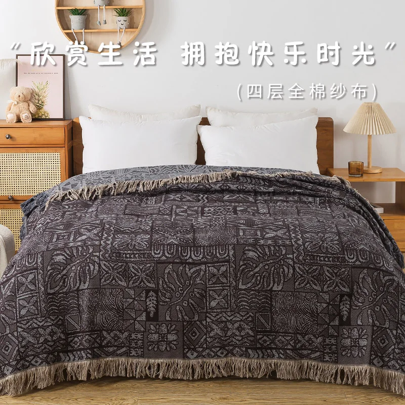 Cotton Bedspreads 4 Layers Of Muslin Gauze Towel Coverlets Summer Air Conditioning Blanket Cover Towels For decorating Beds Sofa