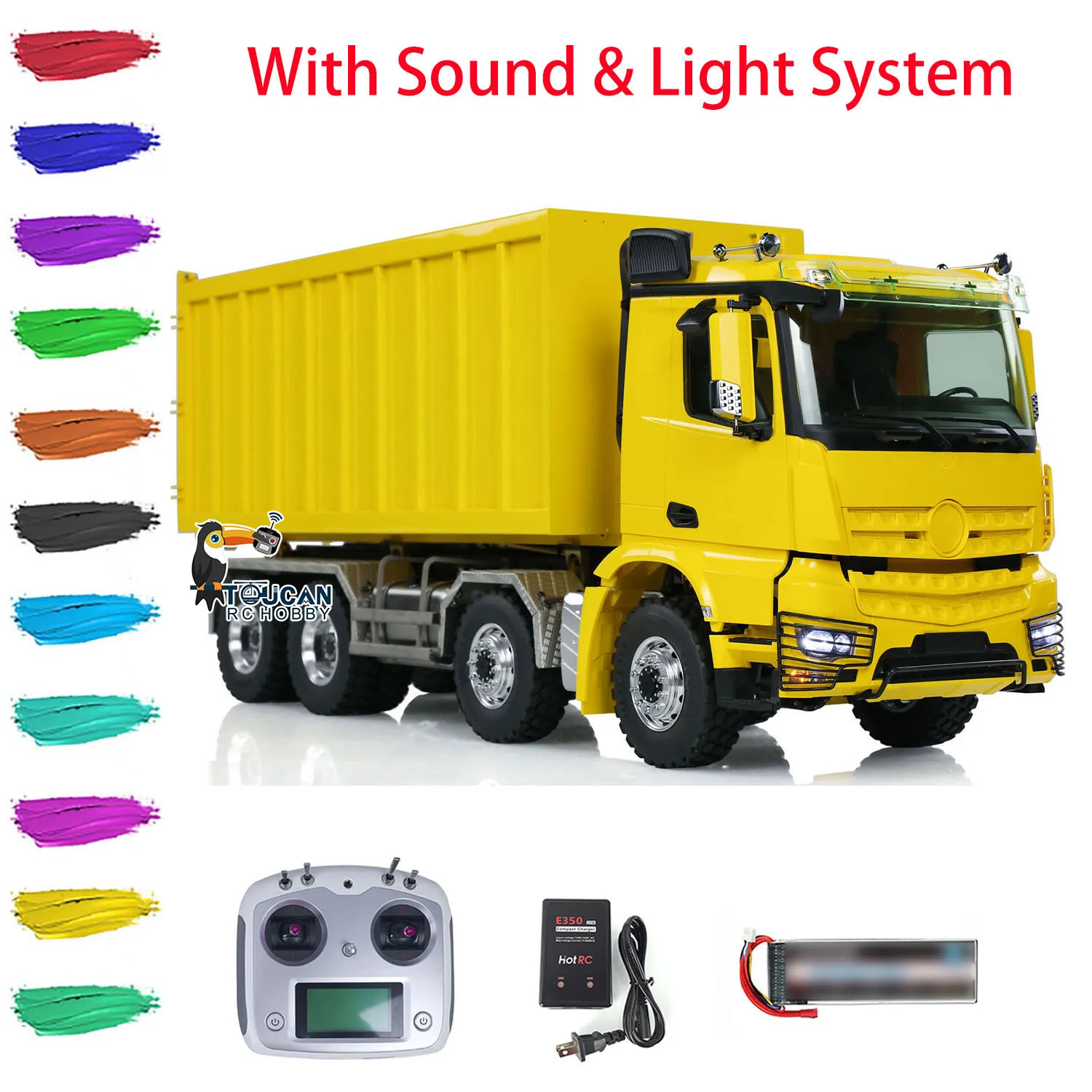 

RTR LESU 8x8 1/14 RC Hydraulic Dump Truck Roll On/Off Metal Waste Bin Tipper K3363 Car Model Light Sound RC Toy THZH1755