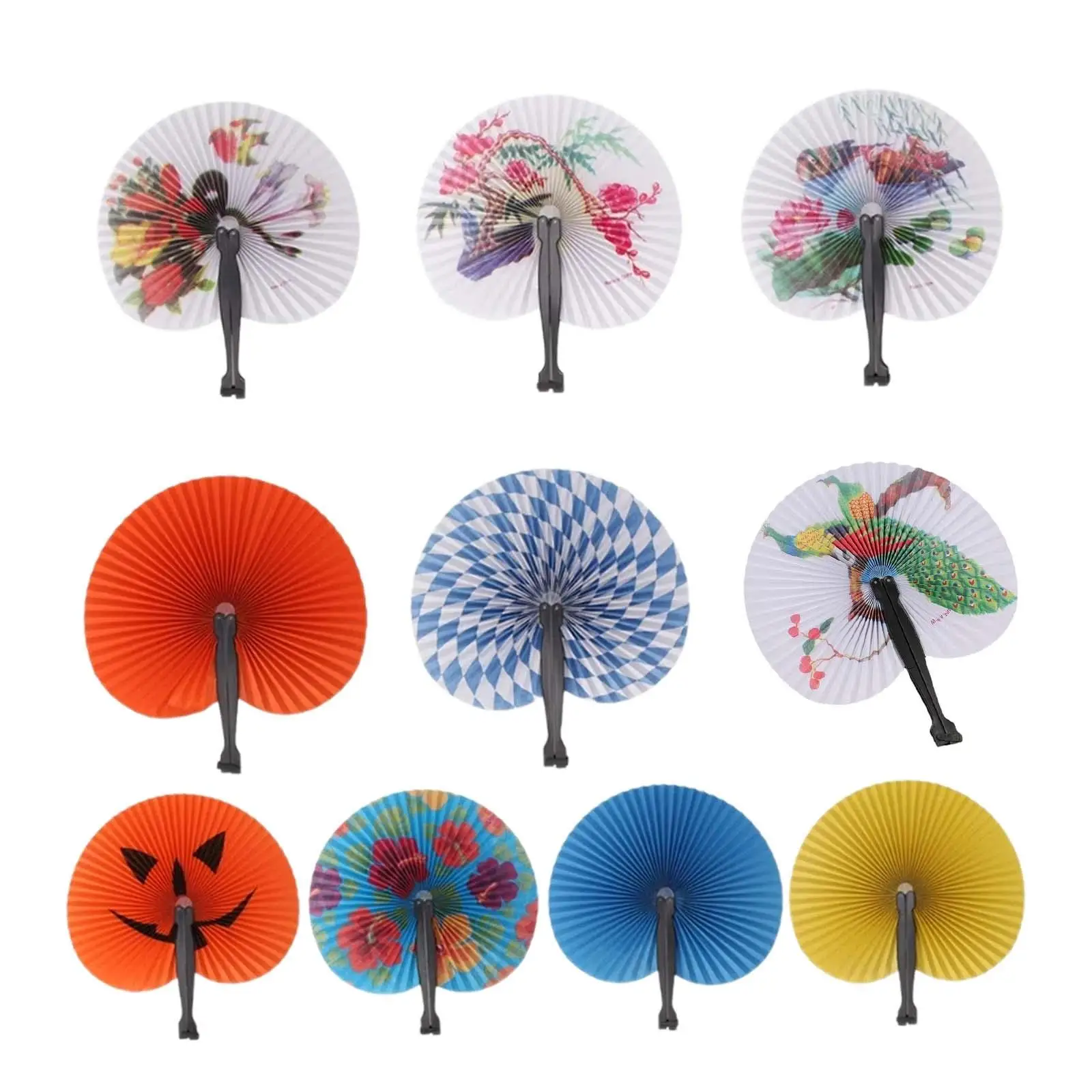 10 Pieces Travel Folding Hand Fans Chic Foldable Paper Fans for Theater Concerts Children Themed Party Stage Performance Gift