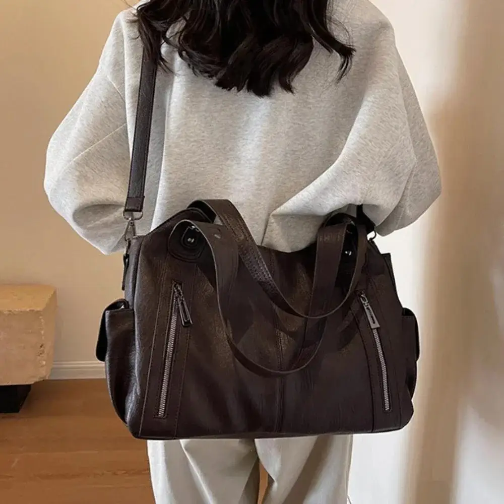 Soft Interior Compartment Shoulder Bags 2025 High Quality Contrasting Colors Bags for Women Fashion Zipper Pu Women's Handbags