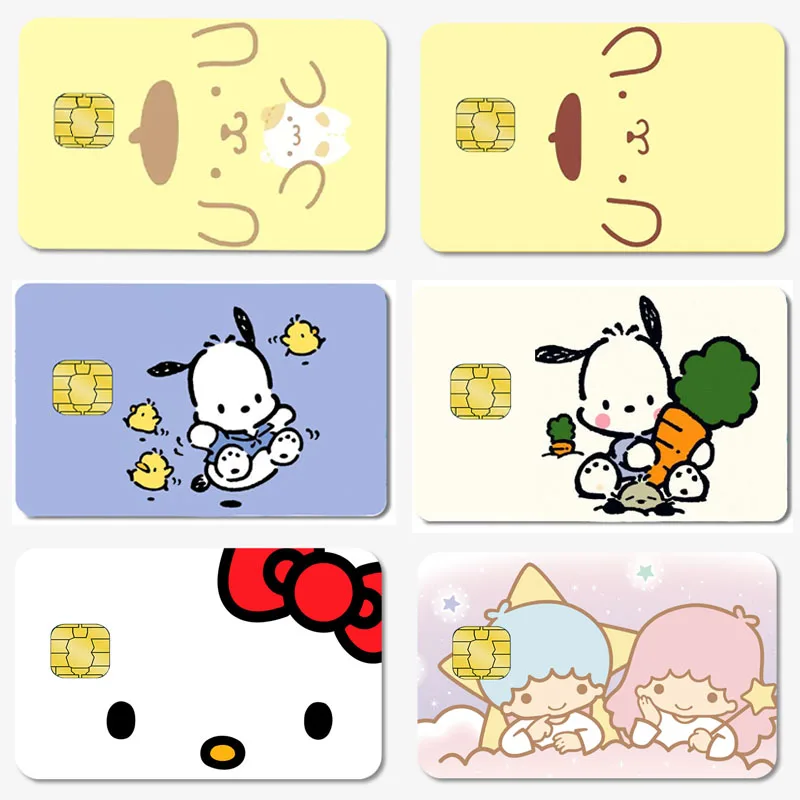 

Cartoon Credit Card Sticker Pom Pom Purin Sanrioed Anime Pochacco Poker Sticker Waterproof Stickers Big Small Chip Sticker