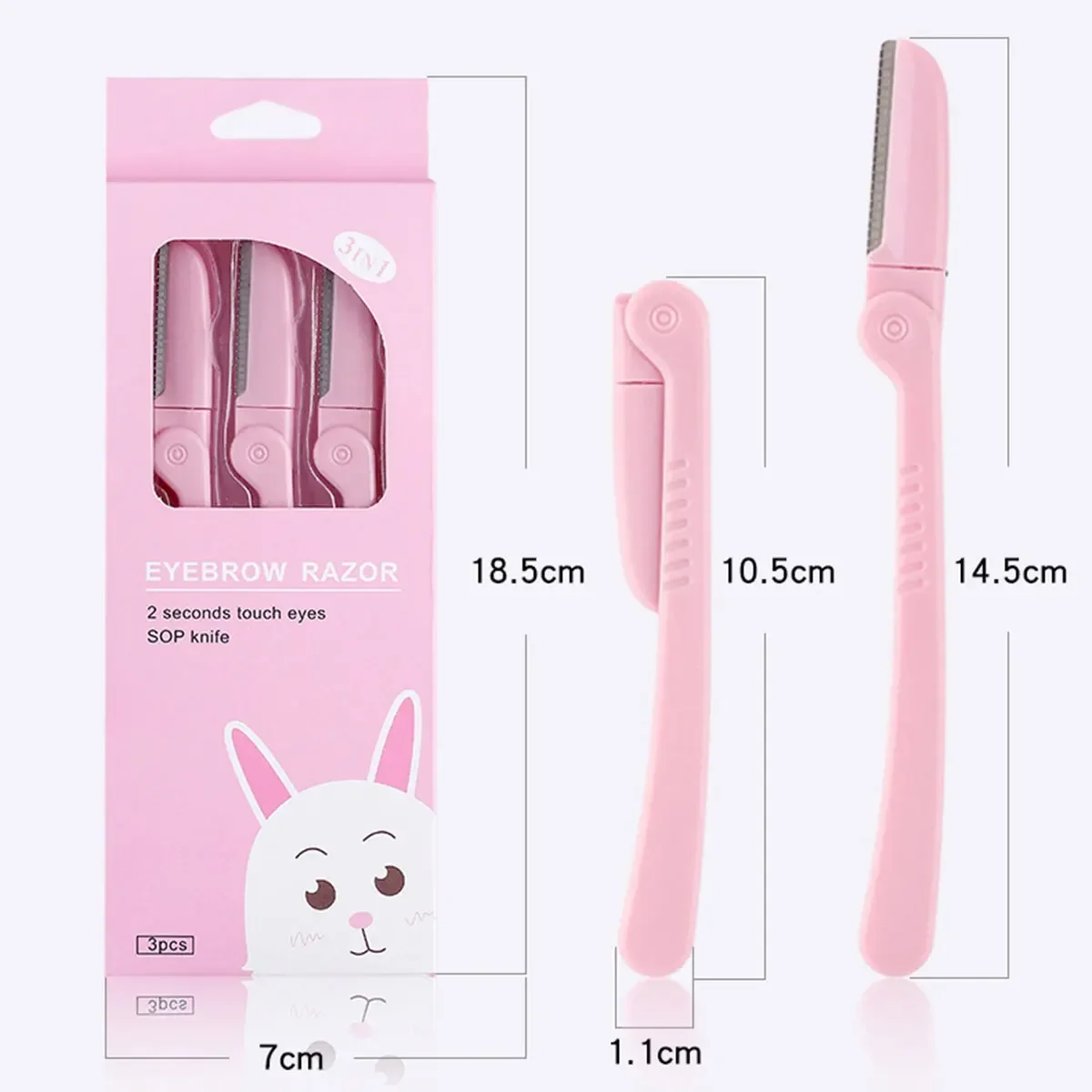 3Pcs/Set Foldable Eyebrow Trimmer Blades Beauty Pink Eyebrow Shaper Shaver Women Men Facial Brow Hair Remover Razor Makeup Tools 6