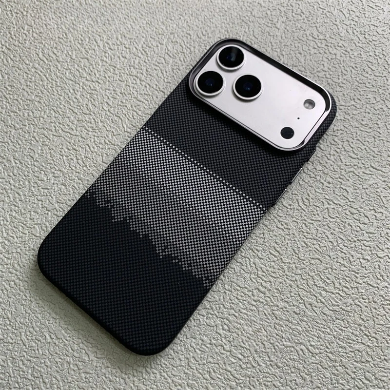 Carbon Fiber Texture Magnetic Phone Cover with Alloy Lens Protection and Enhanced Charging Capabilities