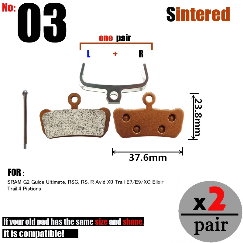DELT Pair Bicycle Disc Brake Pads,For SRAM AVID G2 Guide