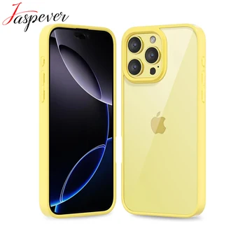 Hybrid Hard Back Cover Case for iPhone 16E 16 15 14 13 12 11 Pro Max Clear Candy Color Soft Silicone Case for iPhone 16 15 Plus 1