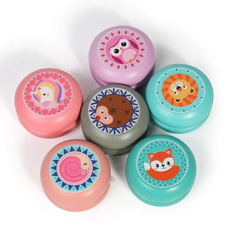 Children Yoyo Ball yoyo ball Cute Animal Prints Wooden Yoyo Toys Fox Owl Hedgehog Snails Toys Kids Yo-Yo Creative Yo Yo For Fun