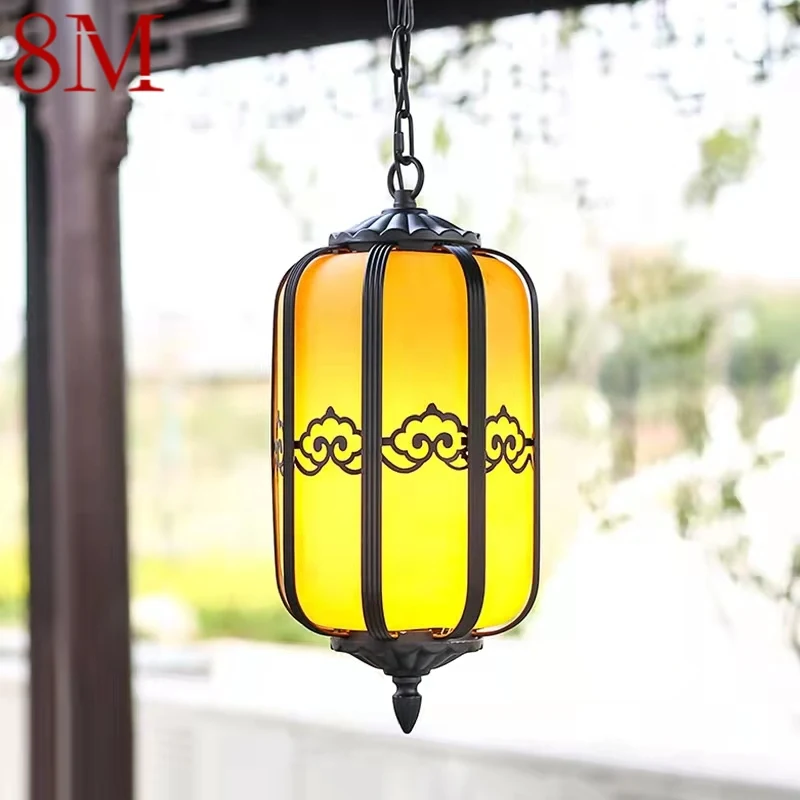 

8M Classical Chinese Lantern Pendant Lamp Vintage Dolomite Outdoor LED Light Waterproof for Home Corridor Decor Electricity