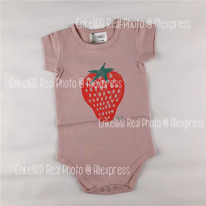 EnkeliBB Baby Brand Romper For Summer Cute Strawberry and Dog Pattern One-piece Toddler Boy and Girl Lovely Cartoon Rompers black baby bodysuits	