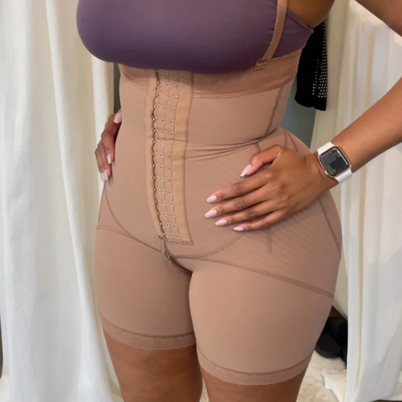 Women High Waist Butt Lifter Body Shaper Tummy Control Waist Trainer Butt Pads Seamless Hip Enhancer High Compression Hook-eyes