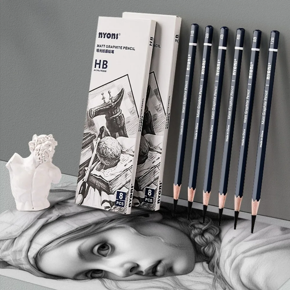 NYONI Professional HB 2B 4B 6B 8B 12B Sketch Drawing Graphite Charcoal Pencils Set Drawing Sketching Shading for Artist Beginner