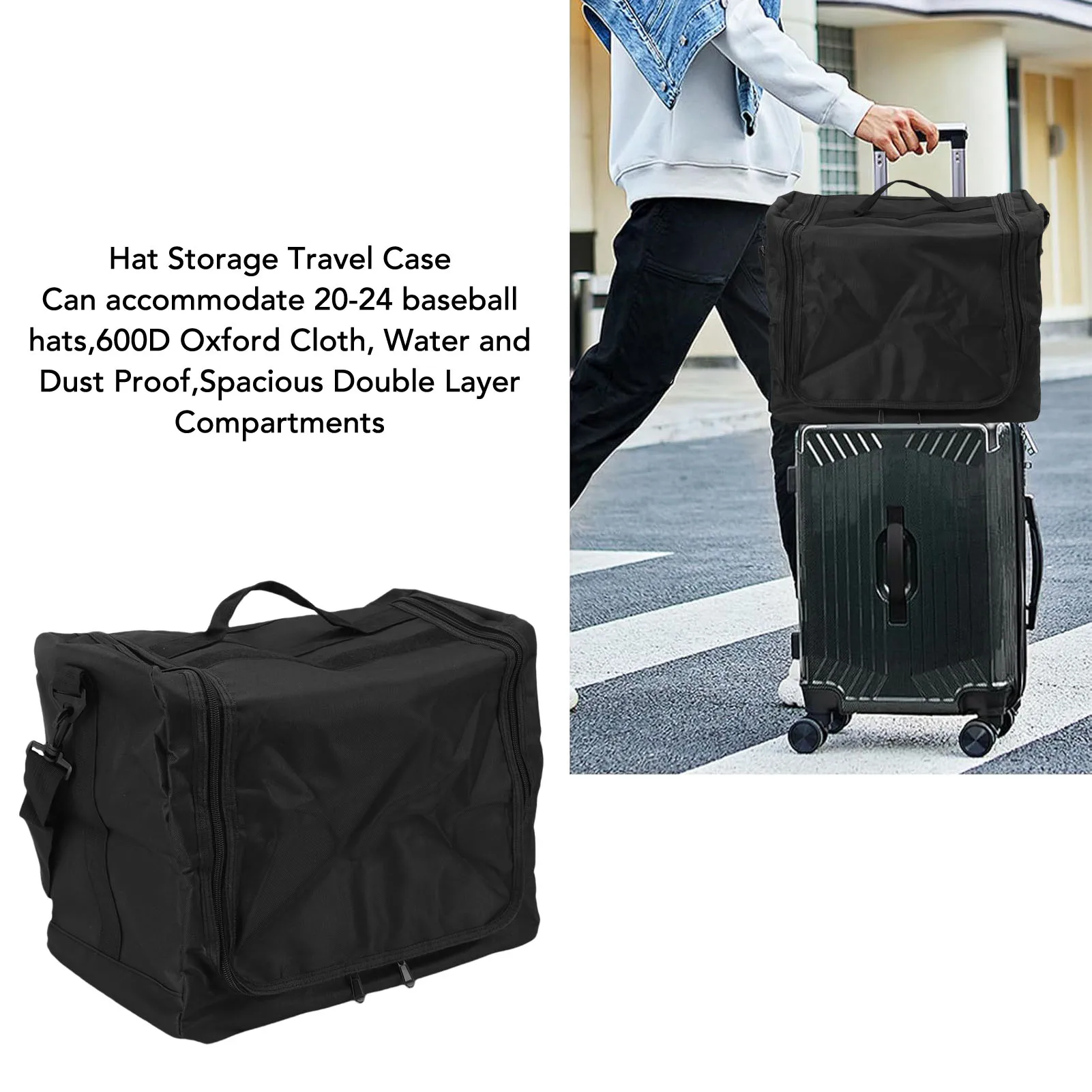 Portable Hat Storage Case Stackable Baseball Hat Carrying Holder for Home and Travel 20-24 Hats Capacity Hat Storage Travel Case