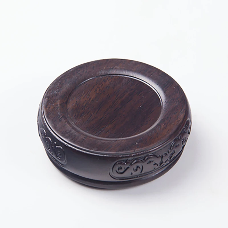 Round Ebony Wooden Pedestal Display Stand, Solid Wood, Decorative Base for Craft Tea Set, Teapot Plants, Ornaments Display
