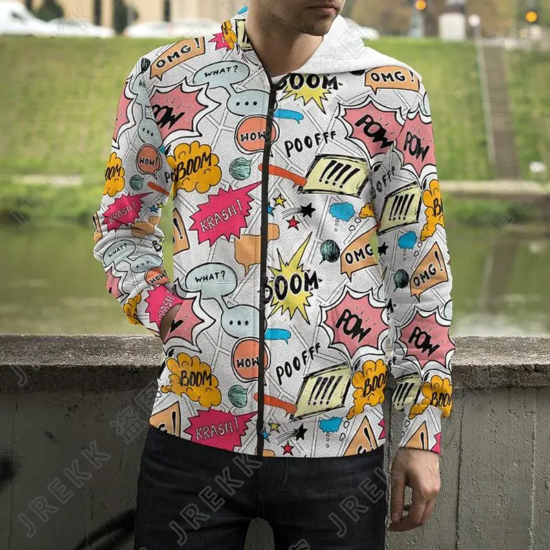 thumbnail image 1 of Sudadera con capucha y estampado 3D de dibujos animados, sudadera con cremallera y letras explosivas, estilo punk y grafiti, para hombres, mujeres y niños, ropa de calle de moda, 1 of 5