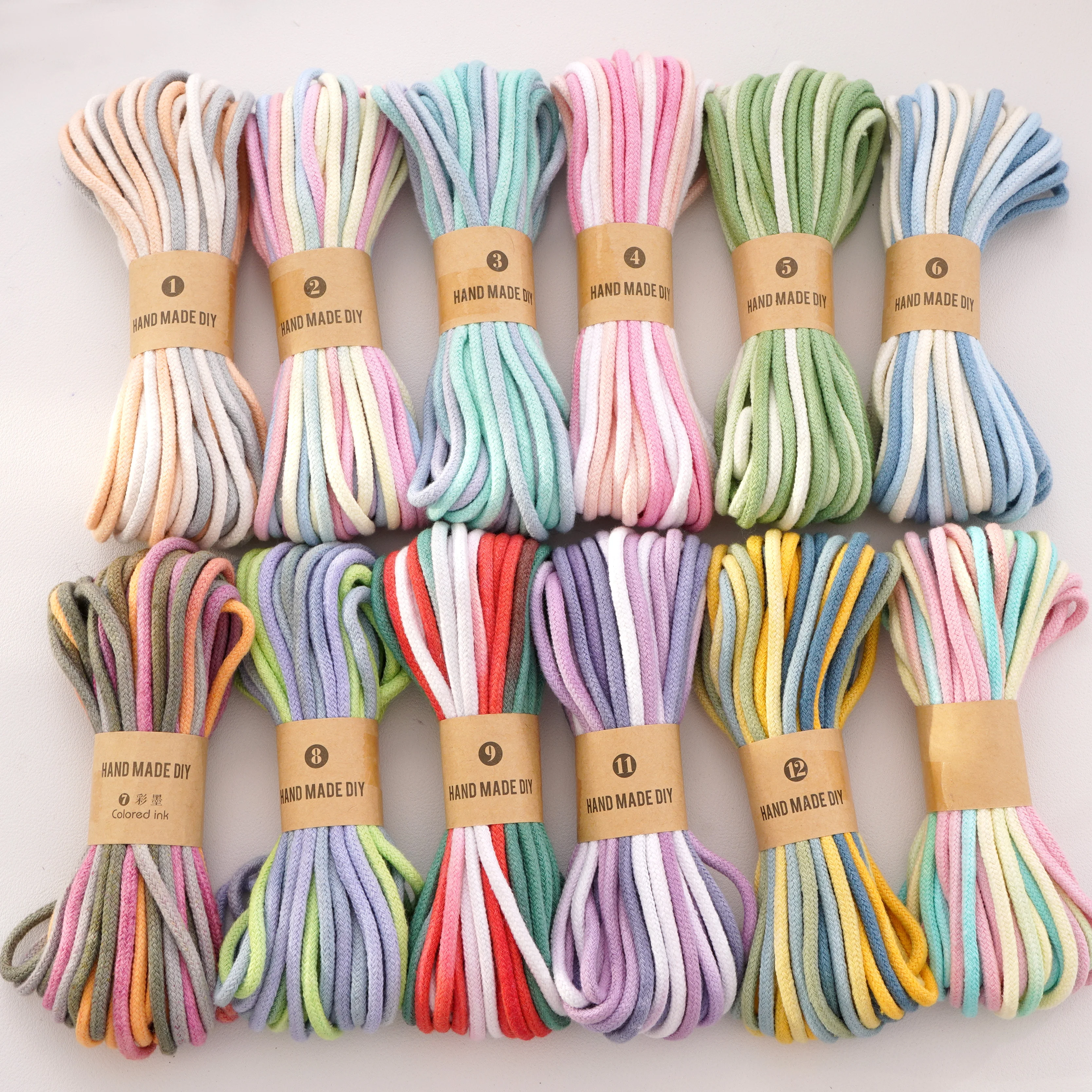 Colored Gradient Cotton Cord 4mm 10m for Bag Garment Home Textile Decor Phone Car Hanging Ropes DIY Sewing & Craft Accessories