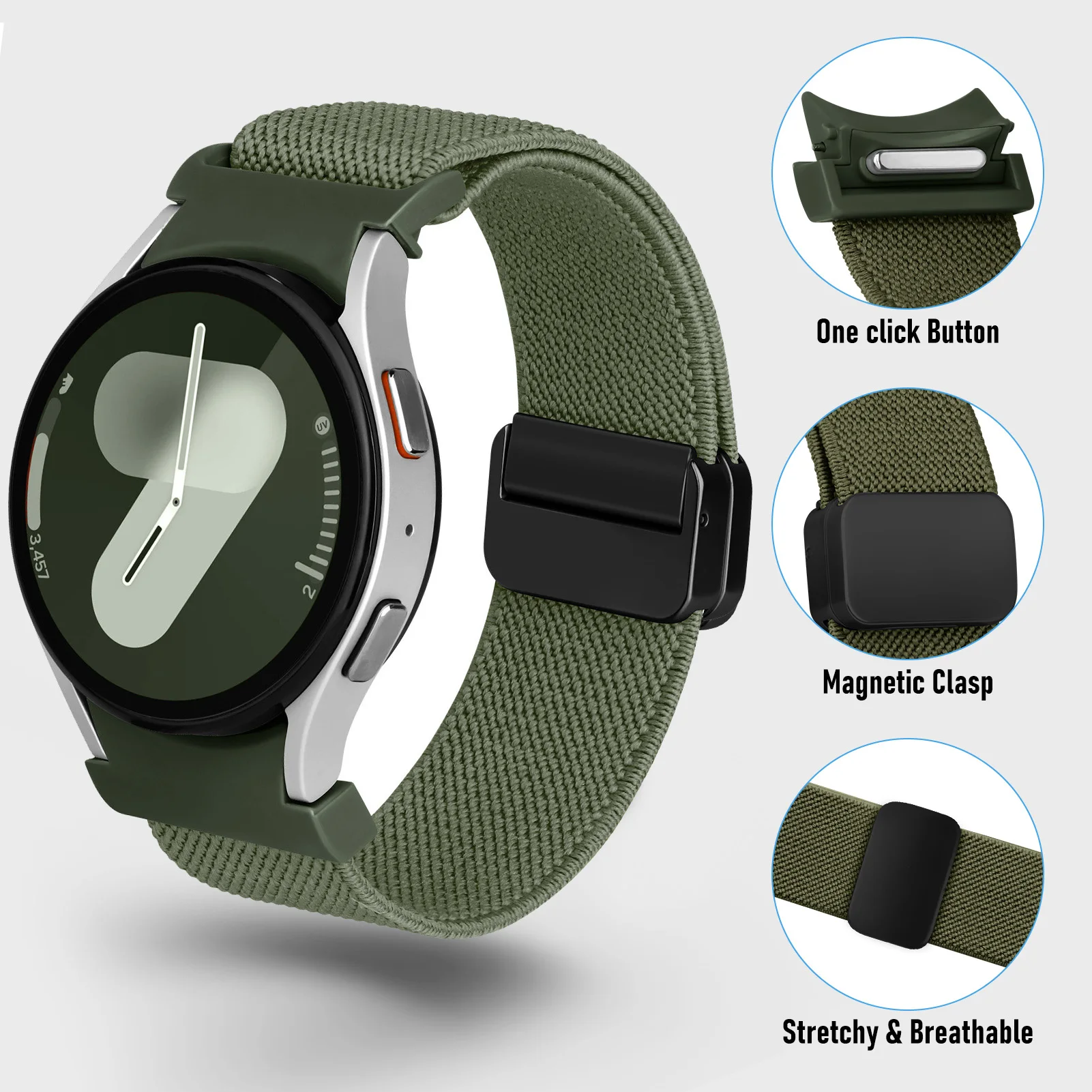 Magnetic Nylon Loop Band - No Gaps Bracelet, 20mm Straps