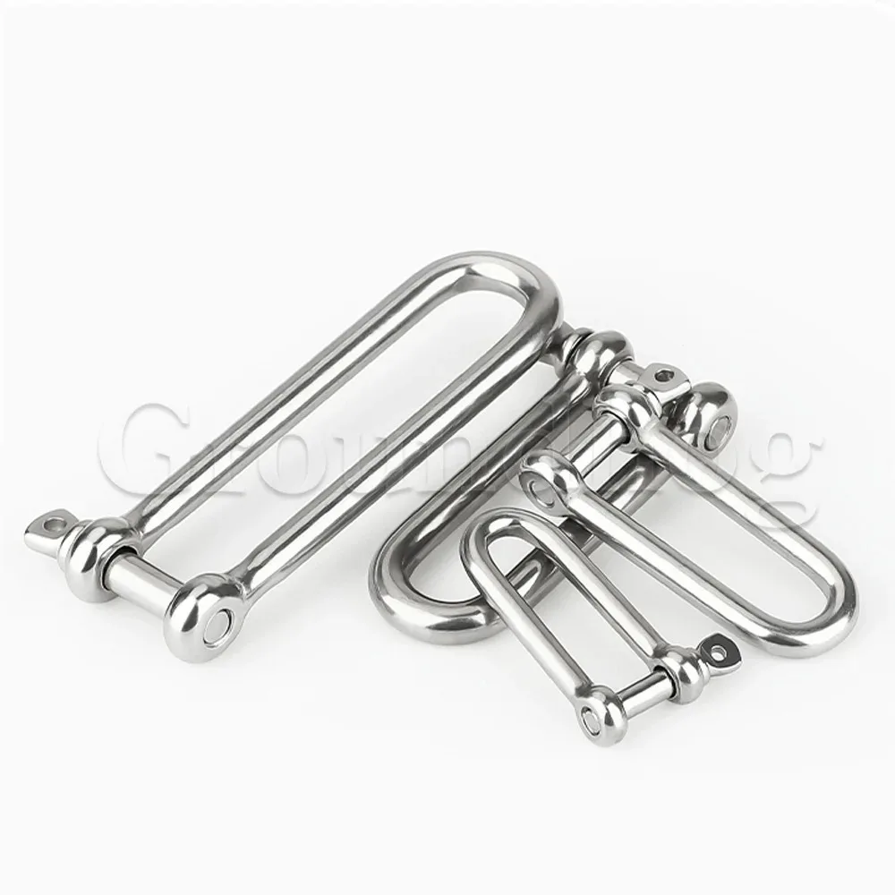 Load Clamp 304 Stainless Steel Long D Shackle Load Clamp M4-M16 for Chains Wirerope Lifting Paracord Outdoor Camping Survival Rope