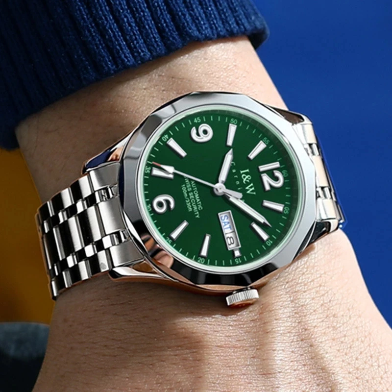 Carnival High-End IW Brand Luxury NH36A Mechanical Watch Men Stainless Steel 100M Waterproof Luminous Sapphire Watches Men
