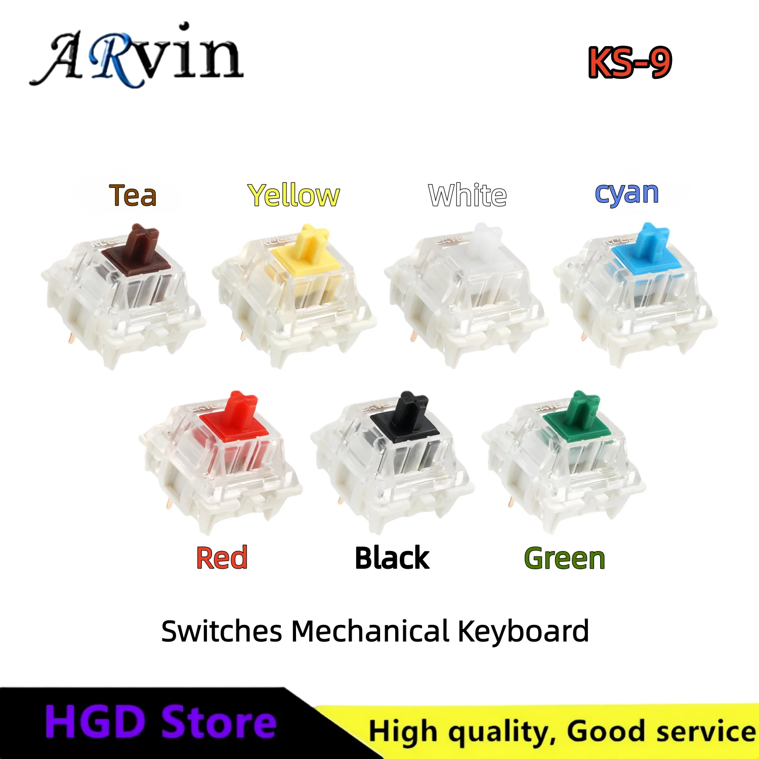 Gateron Switches Mechanische Tastatur KS-9 3-polig Rot Braun Blau Grün Weiß RGB Silent Clicky Linear Tactile Compatible Cherry MX