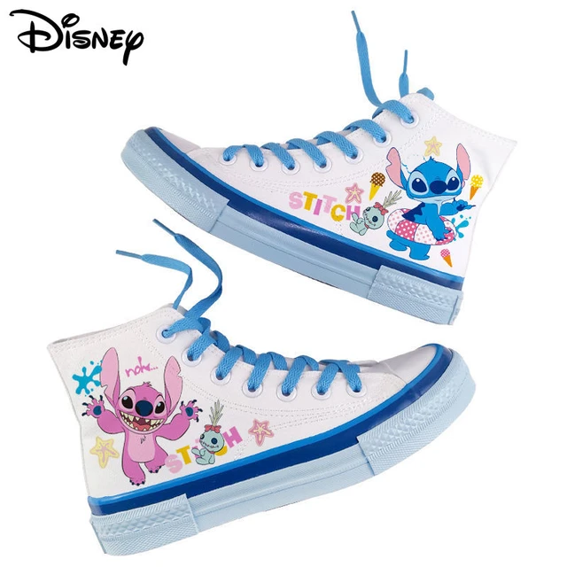 Disney Stitch Unisex Kids Light Up Sole Blue Hi Top Sneaker Size: 8