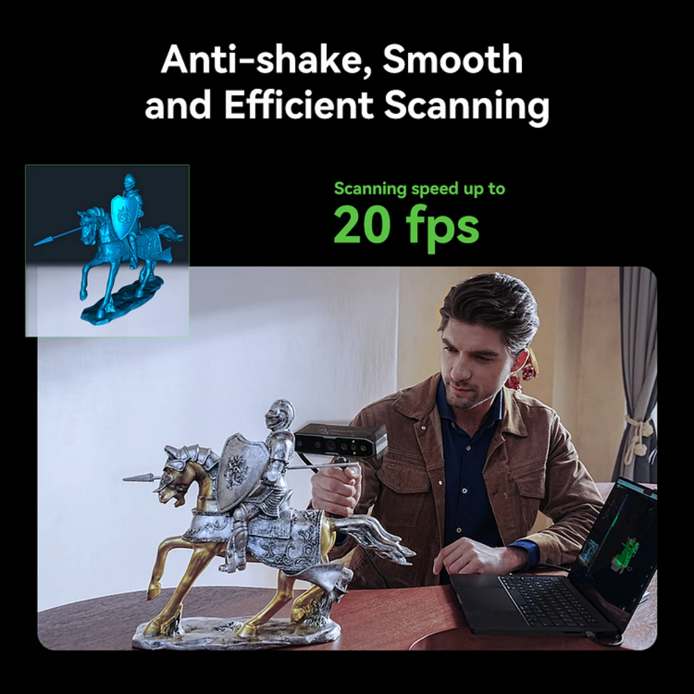 Creality 공식 3D 스캐너, CR-Scan 수달 업그레이드 처리, 0.02mm 정확도, 흔들림 방지 스캐닝, 4 렌즈 스테레오 비전