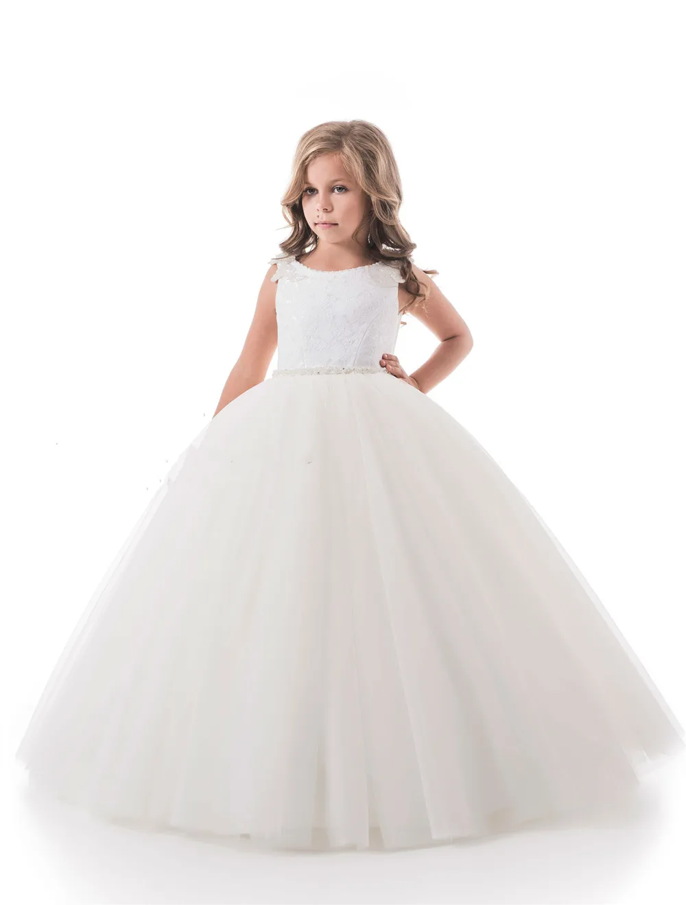 

Ball Gown Flower Girl Dress For Wedding 6 Layers Tulle Puffy Birthday Dresses First Communion Gowns Kid Size 1-14T