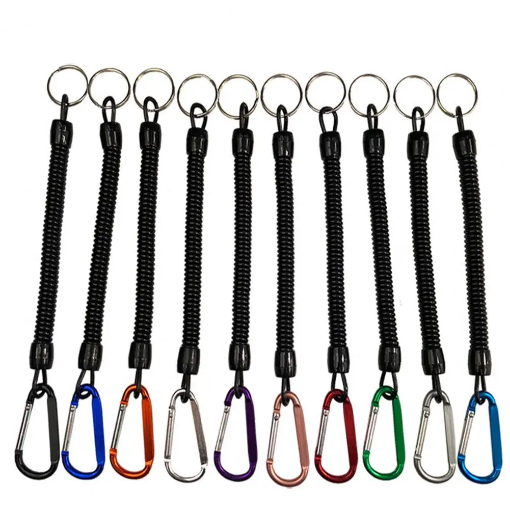 

Fishing Lanyard Keychain Anti-lost Cord Gun Rope Anti-theft TPU Coiled Spring Key Ring Chain Flashlight Hunting Accessories
