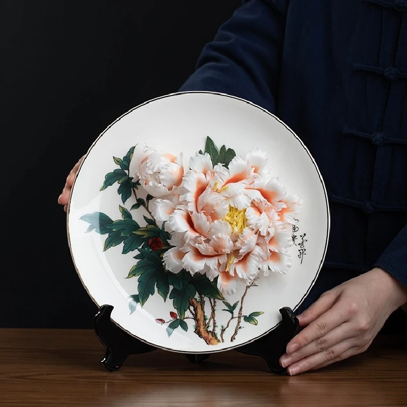 Ceramic Peony Decoration Chinese Living Room Desktop Decoration Special Creative Gift Handiwork Ceramic Gift 0002