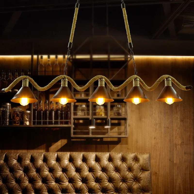 

Industrial rustic pendant lights Indoor Lamp para sala hanging rope lights for living dining room Home suspended luminaire