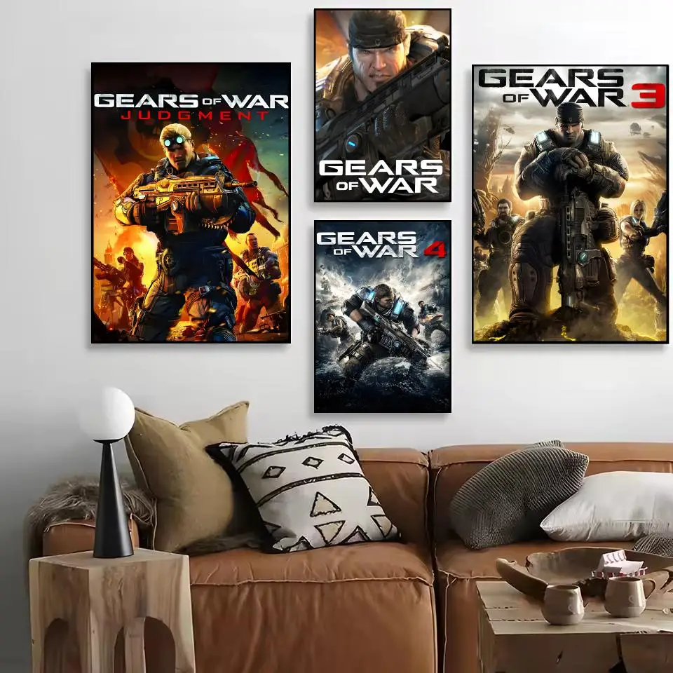 멋진 비디오 게임 G-Gears Of War 그림 서예 홈 침실 방수 캔버스 포스터 프레임 없는 벽 예술 인쇄 장식