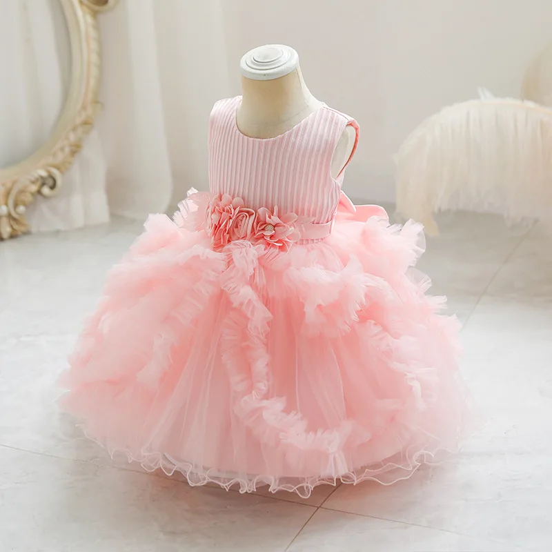 

0-3T Newborn Princess Dress for Girls Anniversary Year Birthday Party Wedding Dress Clothes Toddler Baby Girl Tutu Fluffy Gown