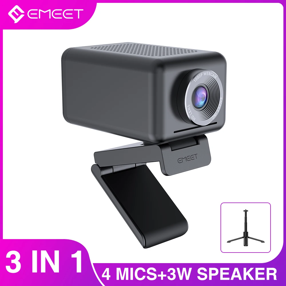 Full Hd 1080p cam 3 In 1 Usb  Camera With Speaker & Microphone