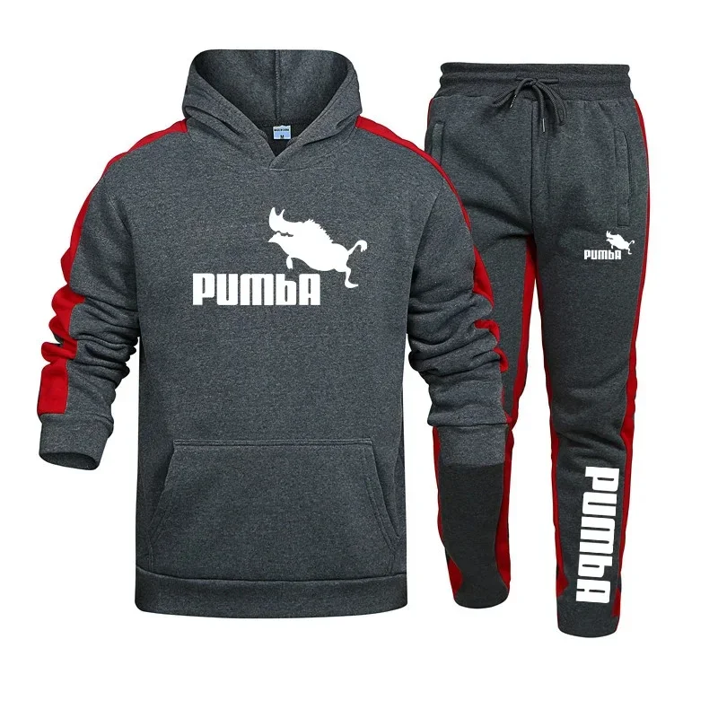 2024 Spring and Autumn men's fashion printed fitness sportswear set casual long-sleeved pullover hoodie + jogging pants 2-piece
