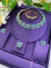 HY blue turquoise zircon set necklace earrings ring bracelet high-end customization suitable for Arab weddings and dance parties