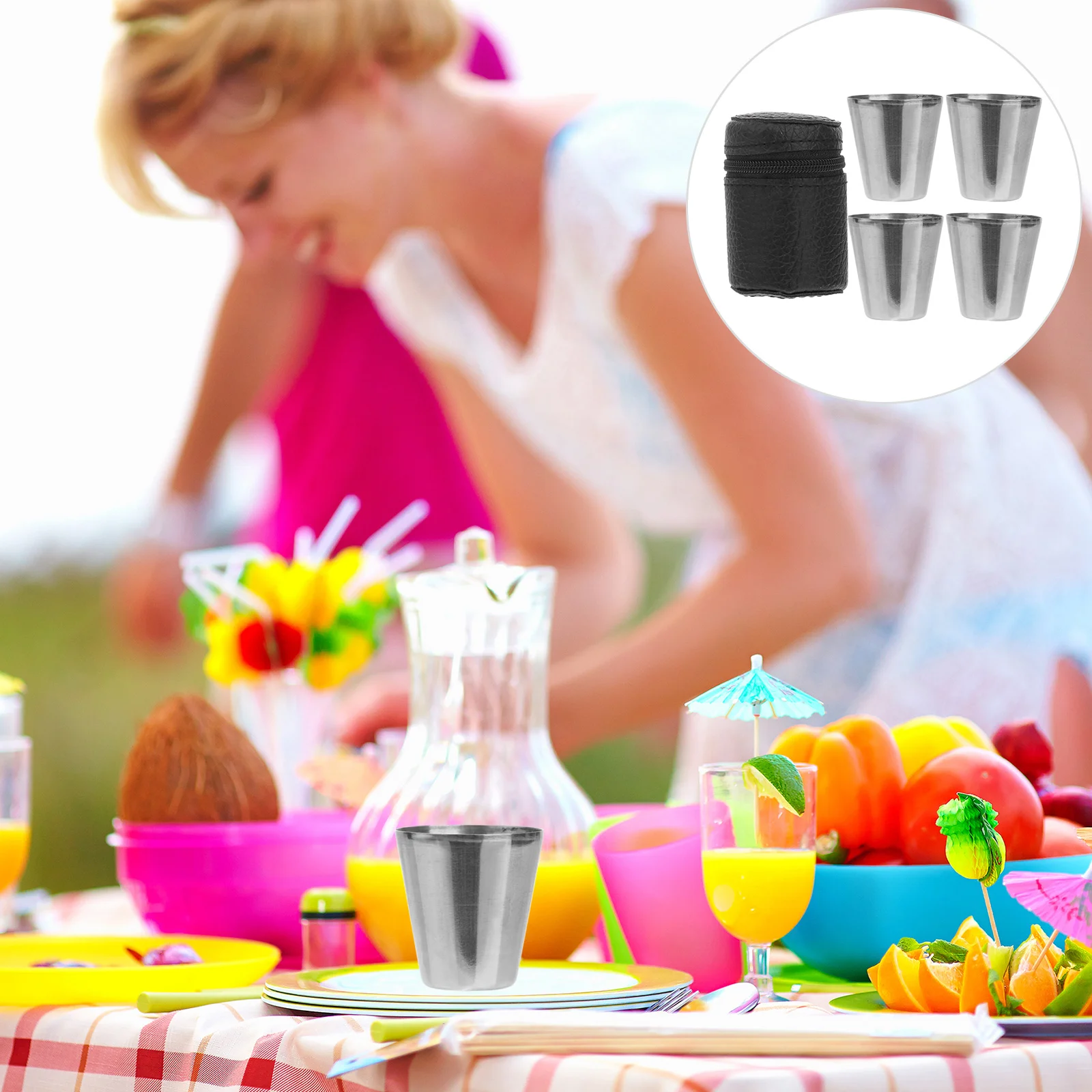 4 Pcs Portable Stainless Steel Cups For Hiking Drinkware Glass Bar Accessories Metal Mug Mini Size 30ml Stainless Steel Travel