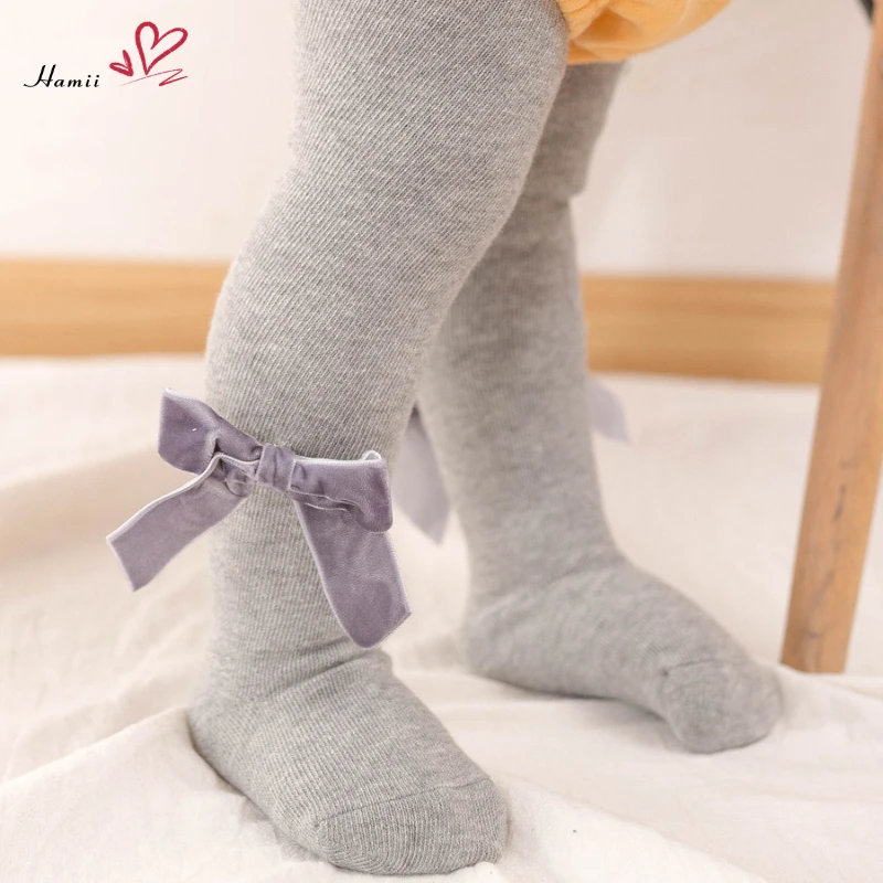 

Cute Bowknot Baby Girls Tights Spring Autumn Solid Cotton High Waist Elastic Tights Leggings Children Pantyhose Toddler Pants