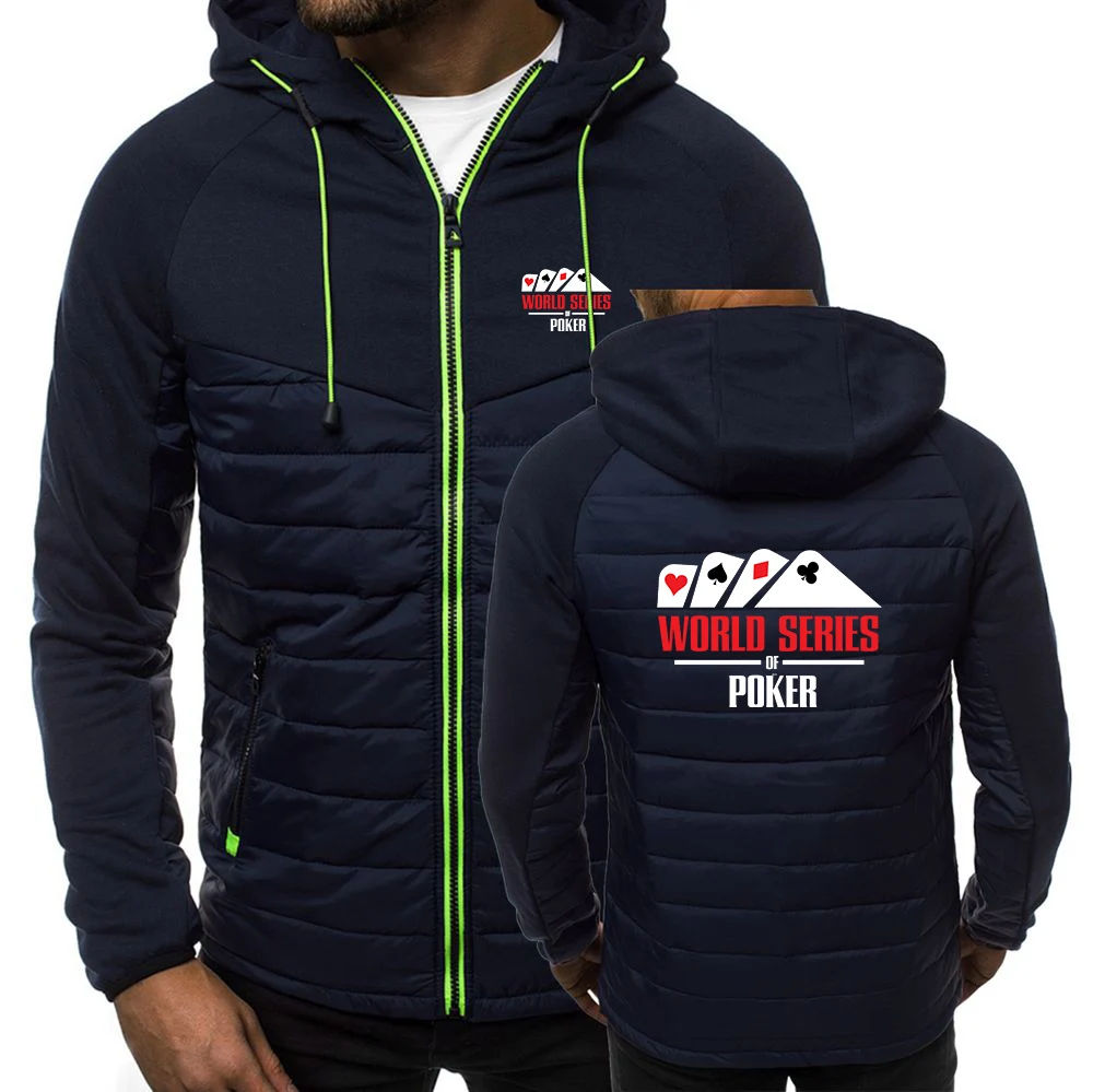 Men World Series of Poker Spring and Autumn Seven Color Cotton Jacket Printing Patchwork Design Exquisite Hooded Coat