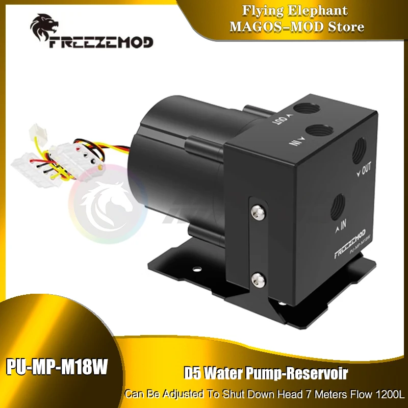 Zemod d5 Pwm Bomba Fluxo Máximo 1200l h Elevador Metro para pc Refrigeração de Água Preto Pu-mp-m18w