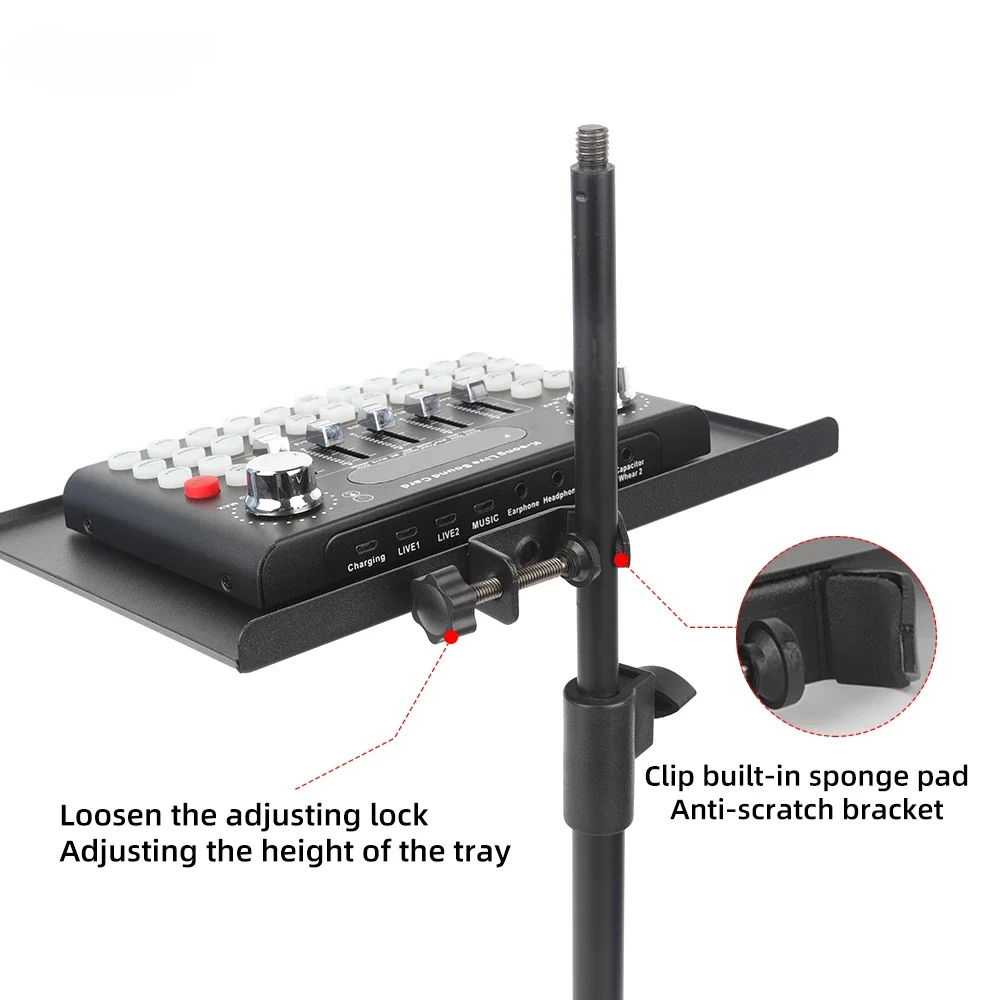 Microphone Stand Sound Card Phone tray for tiktok Live Broadcast Microphone Stand Accessories Sheet Music Sound Card Tray