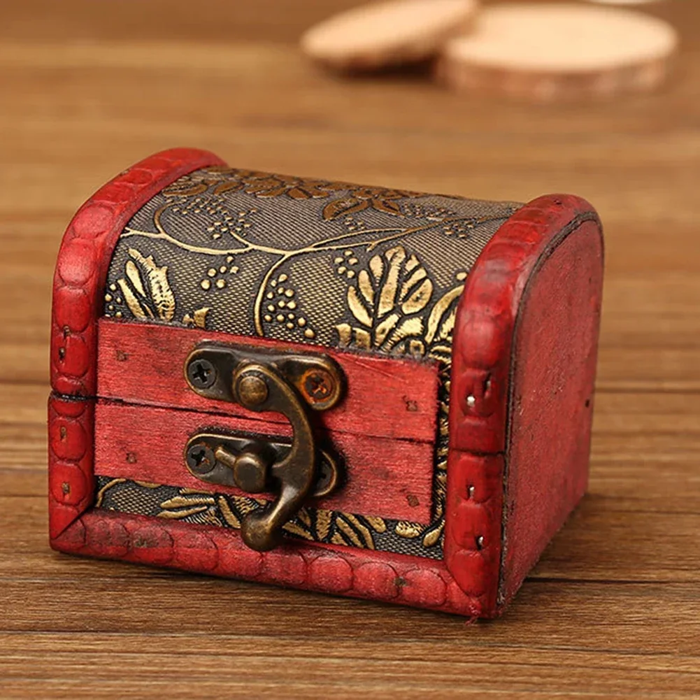 thumbnail image 2 of Vintage Wooden Treasure Chest Jewelry Box - Antique Style Storage Case For Jewelry & Small Collectibles 2 of 12