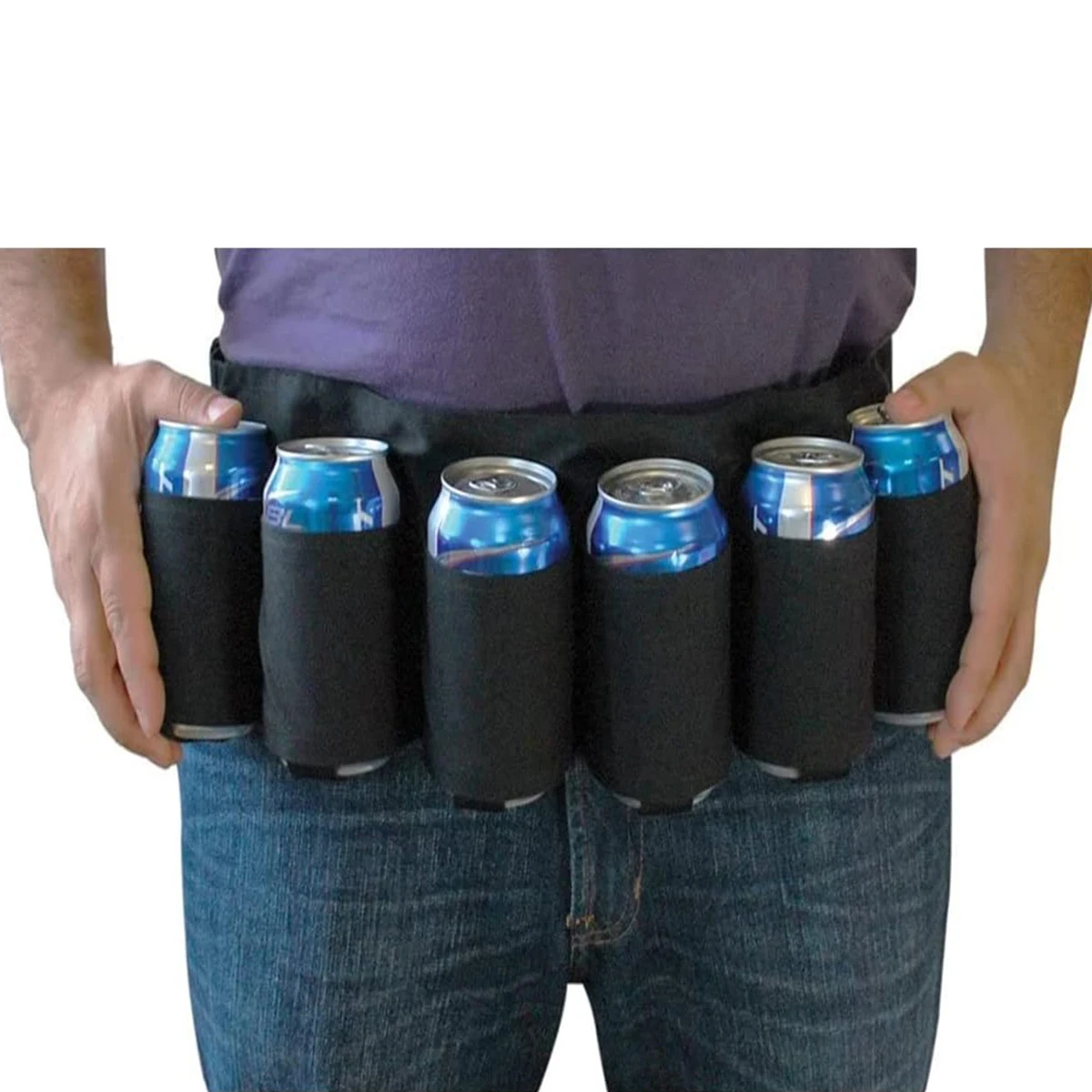 Beer Bottle Holder Belt Holster Soda Drink Can Holder Adjustable Waist Pack Bag Holds 6 Cans Perfect for Parties