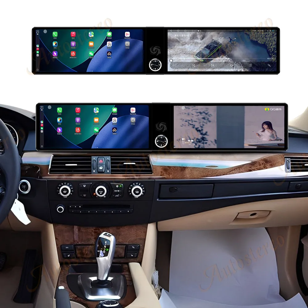 Dual Screen Android14 ID9 Car Radio Carplay Screen For BMW 5 Series E60 2003-201