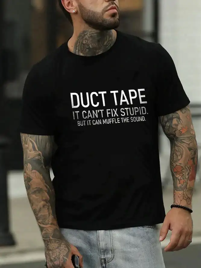 

DUCT TAPE Print Men Slogan streetwear T-Shirt men clothing graphic t shirts tee oversized t shirt top vintage t shirt