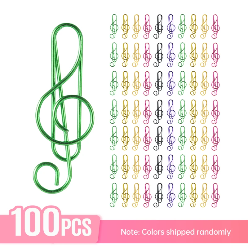30/50/100PCS Paper Clips Cute Musical Note Paperclip Multicolor Metal Bookmarks for Music Enthusiast for Party Invitation Card paper clips