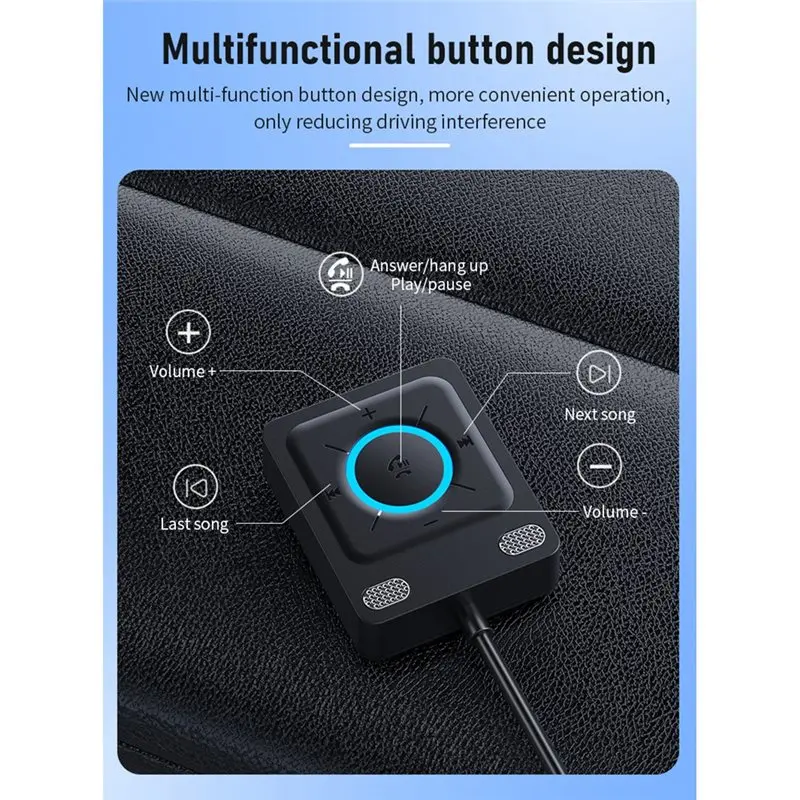 B03B-무선 블루투스 6.0 차량용 어댑터 듀얼 마이크 USB 3.5Mm AUX 어댑터 블루투스 수신기