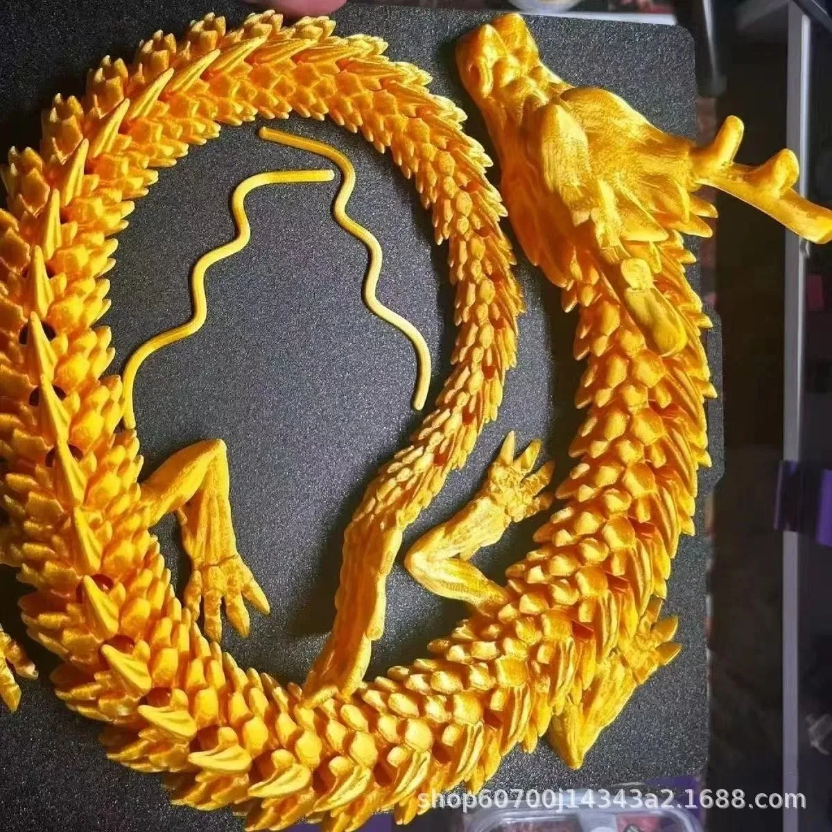 90cm Huge 3D Printed Joint Mobility Loong Figurines Ornaments Creative Dragon Plants Rockery Fish Tank Landscaping Decoration