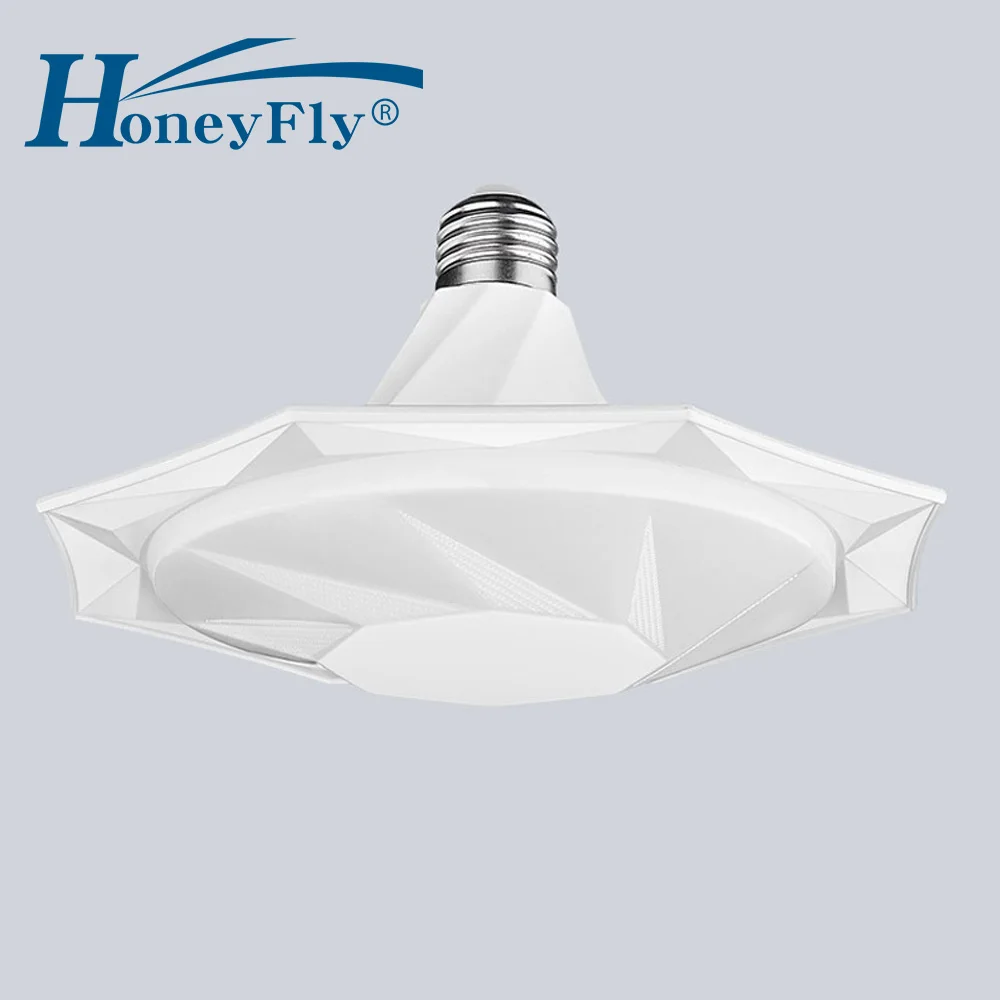 HoneyFly 2pcs LED Diamond Lamp E27 AC 220V 18W/24W/36W IP55 Super Bright UFO Bulb Indoor Home Led Ceiling Light Cold White 6500k