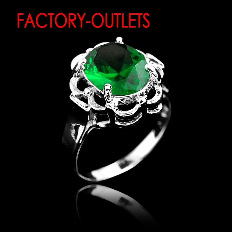 Green Fashion Jewelry 925 Sterling Silver Needle Rings Wedding Bands CZ Crystal Hot Sale Women Party Gift